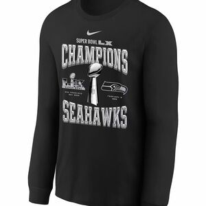 Nike Seahawks Super Bowl LX Champions Black Long Sleeve Tee XXL